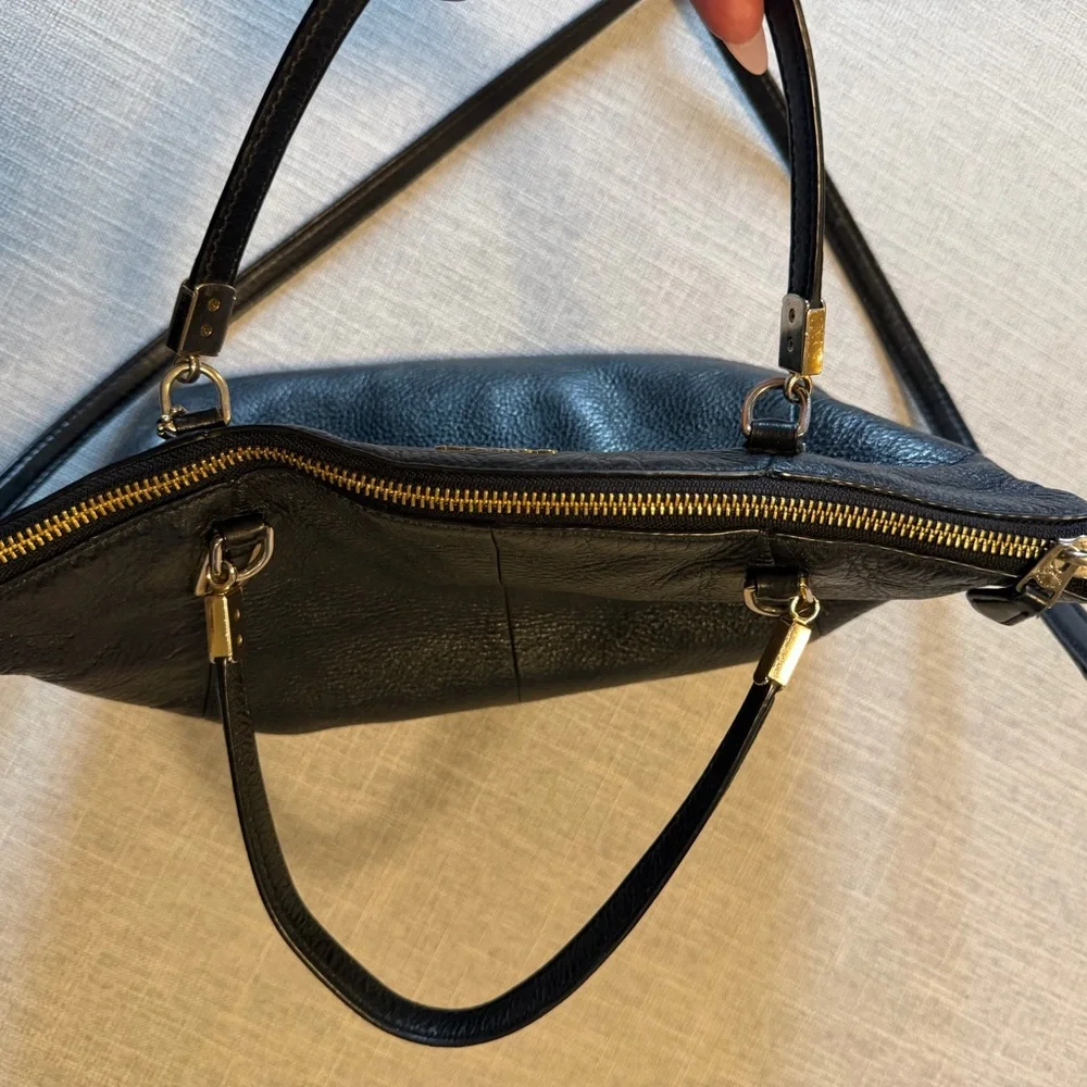 Coach Black Pebbled Leather Satchel Crossbody Bag Zip Top - Picture 11 of 13